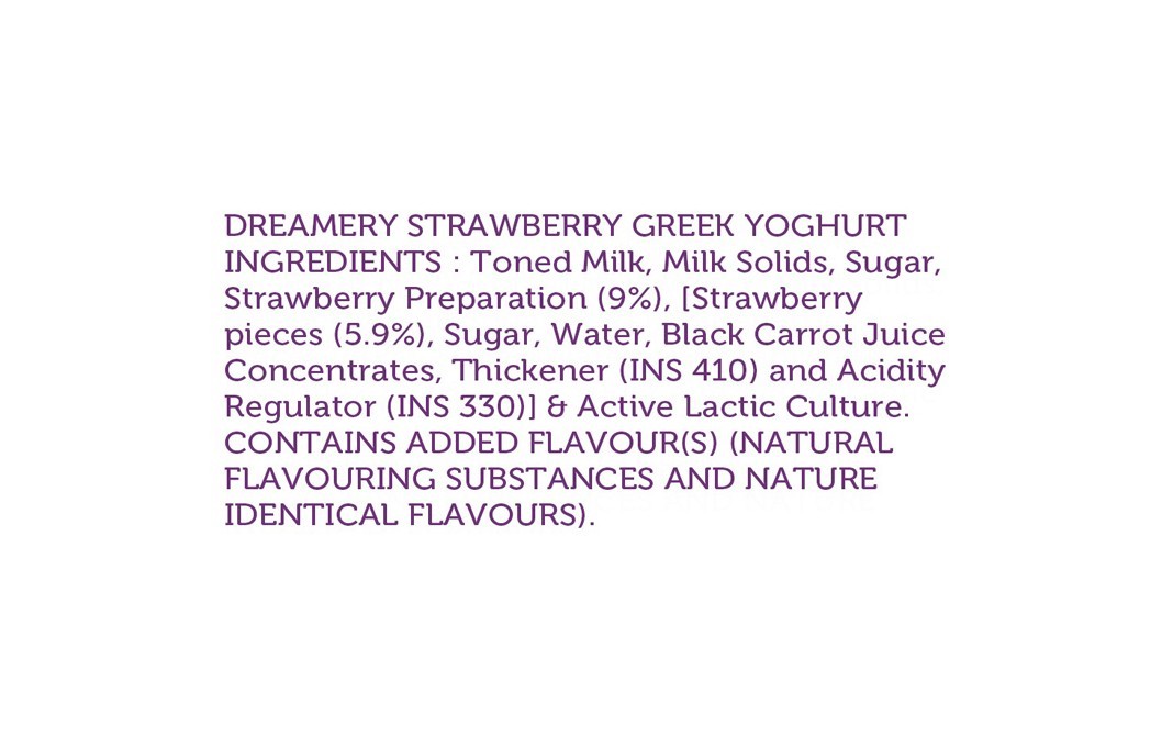 Dreamery Greek Yoghurt Made with Real Strawberries   Cup  90 grams
